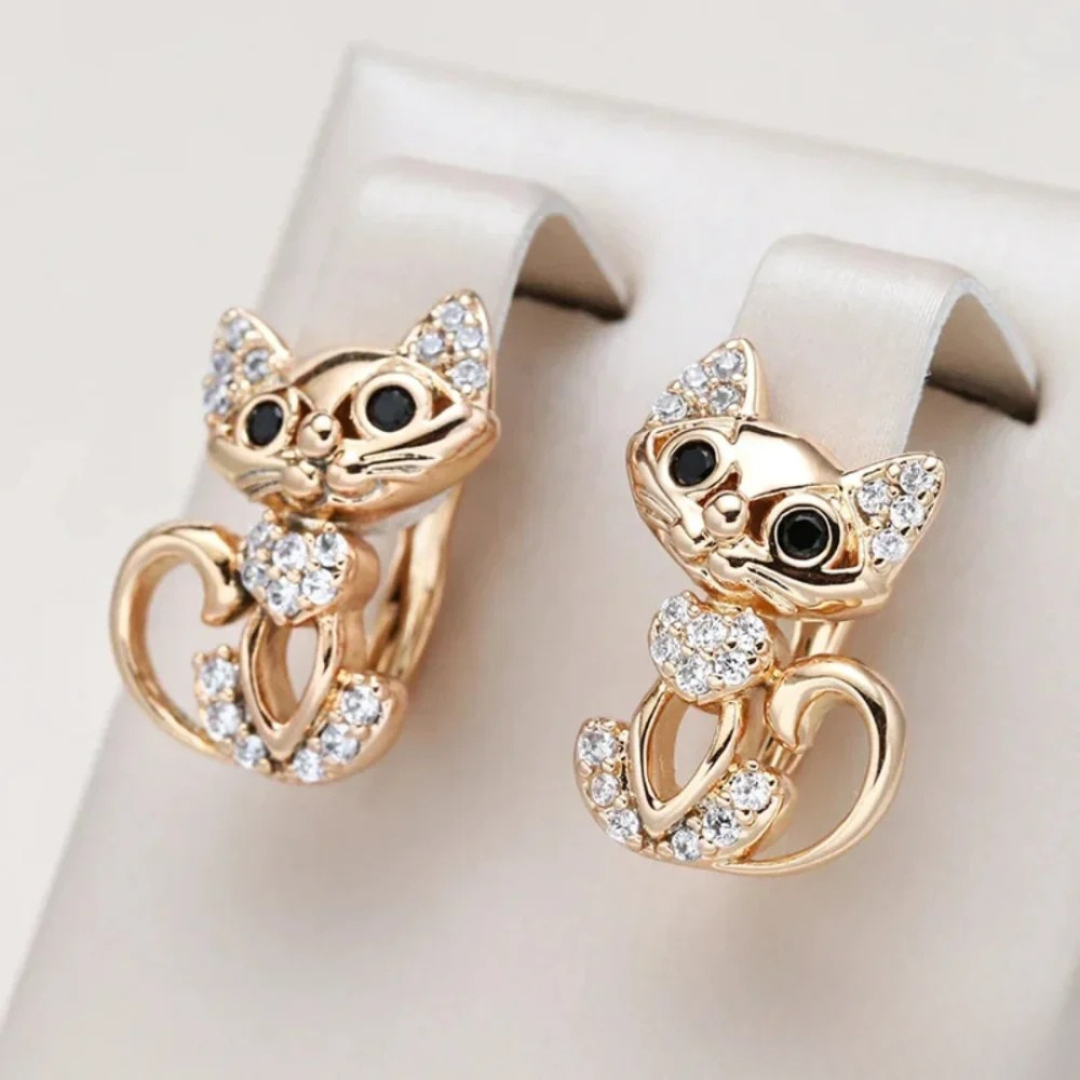 Pendientes de Gato Chic con Circonitas