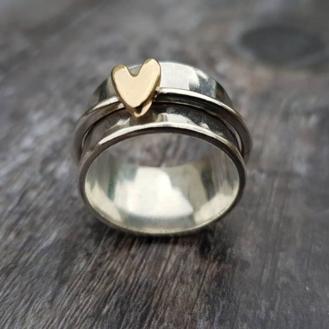 Mireia - Anillo de Plata Corazón Dorado